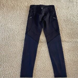 Ivivva Lululemon Girls Hyper Track Black Crop Legging Mesh & Leg Pockets